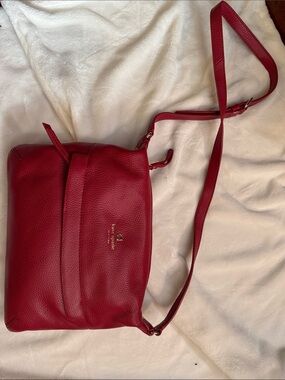 kate spade Red Pebbled Leather Crossbody with Front Slip Detail
